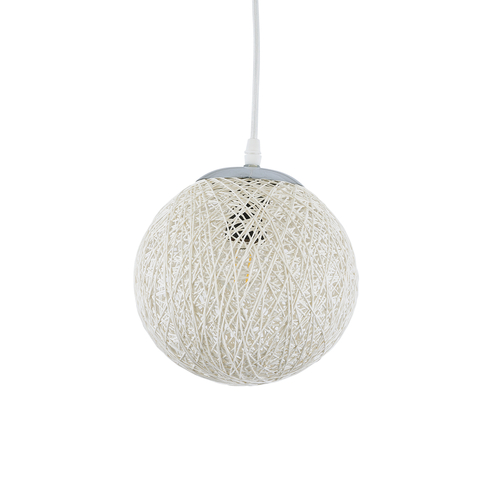 GloboStar® OCEANA 01355 Boho Κρεμαστό Φωτιστικό Μπάλα Μονόφωτο 1 x E27 IP20 Λευκό Σχοινί - Μ20 x Π20 x Υ20cm