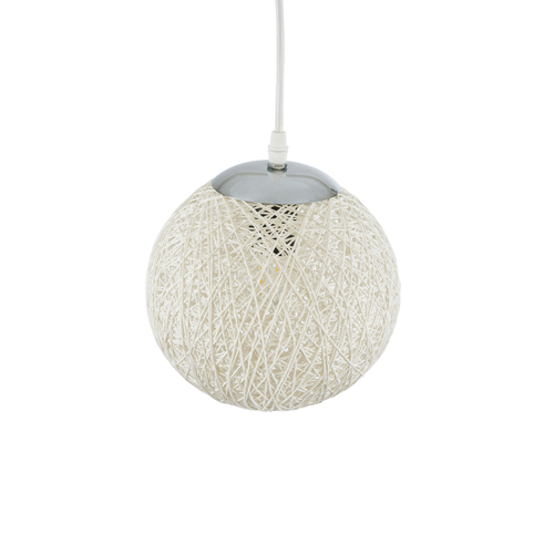GloboStar® OCEANA 01355 Boho Κρεμαστό Φωτιστικό Μπάλα Μονόφωτο 1 x E27 IP20 Λευκό Σχοινί - Μ20 x Π20 x Υ20cm