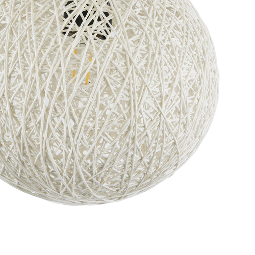 GloboStar® OCEANA 01355 Boho Κρεμαστό Φωτιστικό Μπάλα Μονόφωτο 1 x E27 IP20 Λευκό Σχοινί - Μ20 x Π20 x Υ20cm