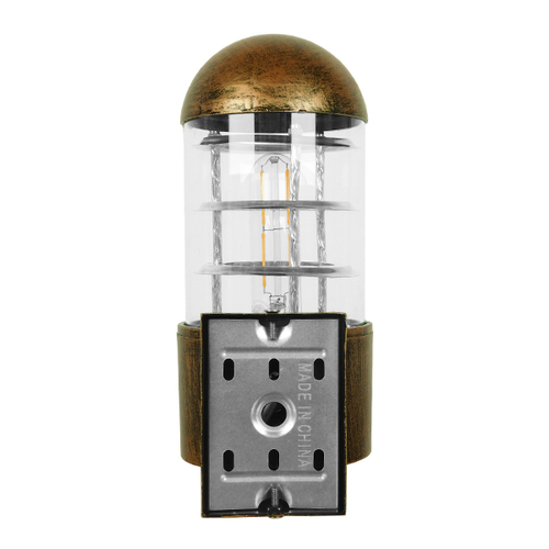 GloboStar® NEWI 01420 Μοντέρνο Επιτοίχιο Φωτιστικό Απλίκα Μονόφωτο 1 x E27 IP20 Μπρούτζινο & Ασημί Μέταλλο με Διάφανο Γυαλί - Μ11 x Π17 x Υ23cm