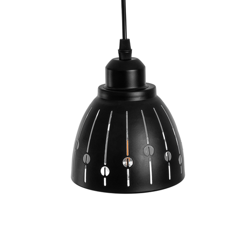 GloboStar® COOLIE 01476 Μοντέρνο Κρεμαστό Φωτιστικό Μονόφωτο Καμπάνα 1 x E27 IP20 Μαύρο & Ασημί Μέταλλο - Μ12.5 x Π12.5 x Υ11.5cm
