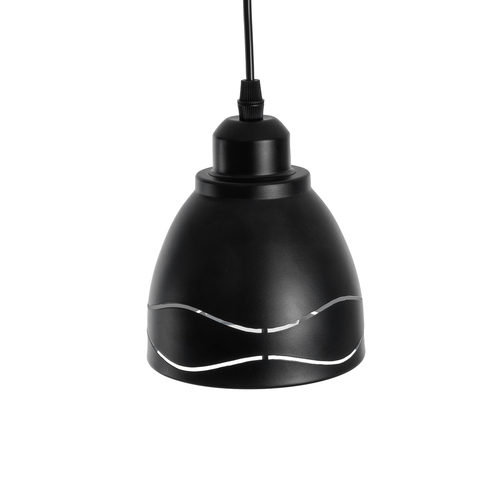 GloboStar® COOLIE 01477 Μοντέρνο Κρεμαστό Φωτιστικό Μονόφωτο Καμπάνα 1 x E27 IP20 Μαύρο & Ασημί Μέταλλο - Μ12.5 x Π12.5 x Υ11.5cm