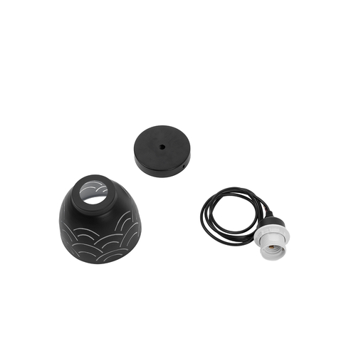 GloboStar® COOLIE 01482 Μοντέρνο Κρεμαστό Φωτιστικό Μονόφωτο Καμπάνα 1 x E27 IP20 Μαύρο & Ασημί Μέταλλο - Μ12.5 x Π12.5 x Υ11.5cm