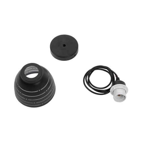 GloboStar® COOLIE 01483 Μοντέρνο Κρεμαστό Φωτιστικό Μονόφωτο Καμπάνα 1 x E27 IP20 Μαύρο & Ασημί Μέταλλο - Μ12.5 x Π12.5 x Υ11.5cm