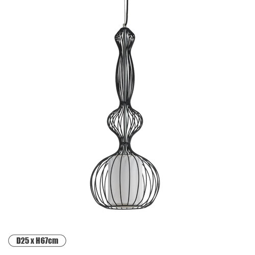 GloboStar® LILY 01560 Vintage Κρεμαστό Φωτιστικό Πλέγμα Μονόφωτο 1 x E27 IP20 Μαύρο Μέταλλο με Λευκό Ύφασμα - Μ25 x Π25 x Υ67cm GloboStar® LILY 01560 Vintage Κρεμαστό Φωτιστικό Πλέγμα Μονόφωτο 1 x E27 IP20 Μαύρο Μέταλλο με Λευκό Ύφασμα - Μ25 x Π25 x Υ67cm