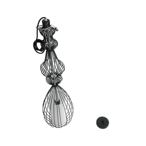 GloboStar® LILY 01561 Vintage Κρεμαστό Φωτιστικό Πλέγμα Μονόφωτο 1 x E27 IP20 Μαύρο Μέταλλο με Λευκό Ύφασμα - Μ90 x Π90 x Υ20cm GloboStar® LILY 01561 Vintage Κρεμαστό Φωτιστικό Πλέγμα Μονόφωτο 1 x E27 IP20 Μαύρο Μέταλλο με Λευκό Ύφασμα - Μ90 x Π90 x Υ20cm