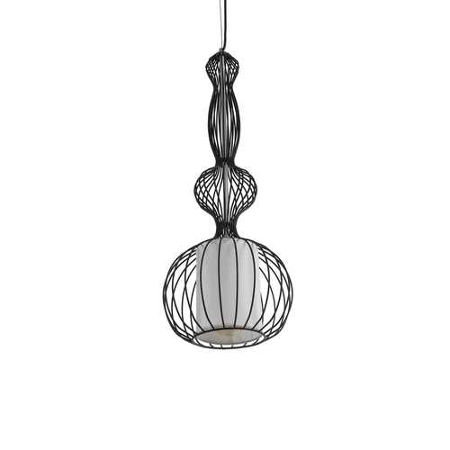 GloboStar® LILY 01560 Vintage Κρεμαστό Φωτιστικό Πλέγμα Μονόφωτο 1 x E27 IP20 Μαύρο Μέταλλο με Λευκό Ύφασμα - Μ25 x Π25 x Υ67cm GloboStar® LILY 01560 Vintage Κρεμαστό Φωτιστικό Πλέγμα Μονόφωτο 1 x E27 IP20 Μαύρο Μέταλλο με Λευκό Ύφασμα - Μ25 x Π25 x Υ67cm