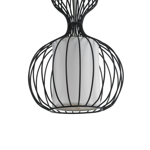 GloboStar® LILY 01560 Vintage Κρεμαστό Φωτιστικό Πλέγμα Μονόφωτο 1 x E27 IP20 Μαύρο Μέταλλο με Λευκό Ύφασμα - Μ25 x Π25 x Υ67cm GloboStar® LILY 01560 Vintage Κρεμαστό Φωτιστικό Πλέγμα Μονόφωτο 1 x E27 IP20 Μαύρο Μέταλλο με Λευκό Ύφασμα - Μ25 x Π25 x Υ67cm