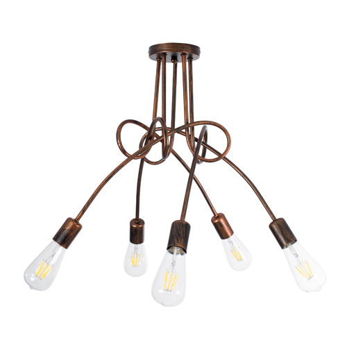 GloboStar® PAULELI 01564 Μοντέρνο Φωτιστικό Οροφής Πλέγμα Πολύφωτο 5 x E27 IP20 Χάλκινο Μέταλλο - Μ80 x Π80 x Υ40cm
