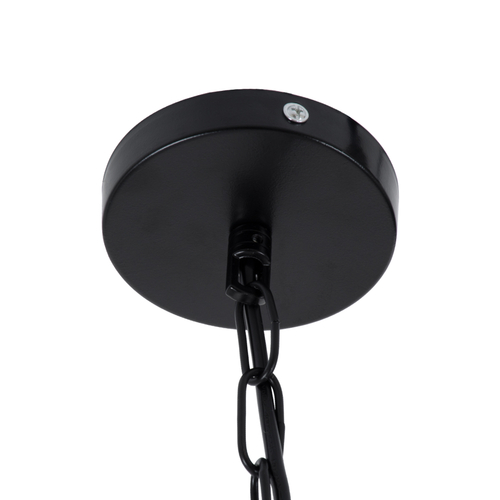 GloboStar® BALANCE 01596 Vintage Κρεμαστό Φωτιστικό Πλέγμα Μονόφωτο 1 x E27 IP20 Μαύρο Μέταλλο με Μπεζ Σχοινί - Μ35 x Π35 x Υ36cm