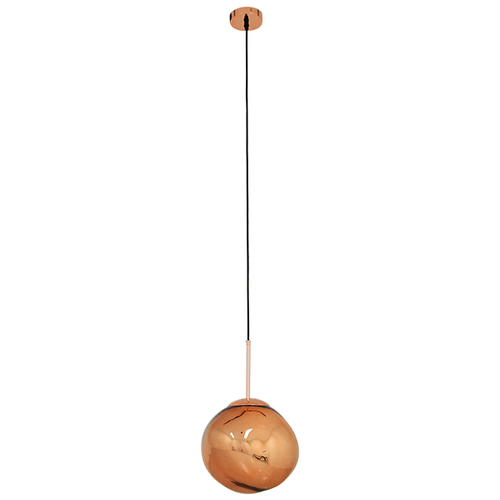 GloboStar® DIXAR 01461 Μοντέρνο Κρεμαστό Φωτιστικό Μπάλα Μονόφωτο 1 x E27 IP20 Χάλκινο Γυαλί - Μ28 x Π28 x Υ40cm