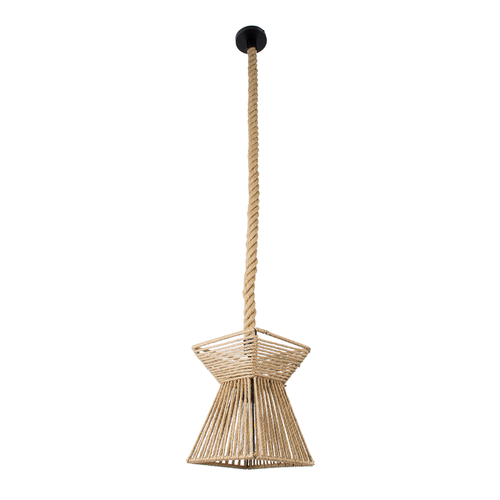 GloboStar® ROUGE 01611 Boho Κρεμαστό Φωτιστικό Πλέγμα Μονόφωτο 1 x E27 IP20 Μπεζ Σχοινί - Μ21 x Π21 x Y27cm