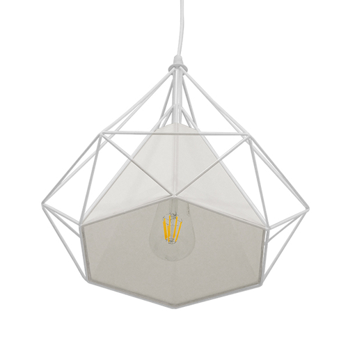 GloboStar® KAIRI 01619 Μοντέρνο Κρεμαστό Φωτιστικό Πλέγμα Μονόφωτο 1 x E27 IP20 Λευκό Μέταλλο με Λευκό Ύφασμα - Μ38 x Π38 x Υ39cm GloboStar® KAIRI 01619 Μοντέρνο Κρεμαστό Φωτιστικό Πλέγμα Μονόφωτο 1 x E27 IP20 Λευκό Μέταλλο με Λευκό Ύφασμα - Μ38 x Π38 x Υ39cm