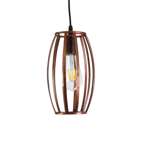 GloboStar® ZEBRA 01639 Vintage Κρεμαστό Φωτιστικό Πλέγμα Μονόφωτο 1 x E27 IP20 Χάλκινο Μέταλλο - Μ15 x 15 x Y15cm