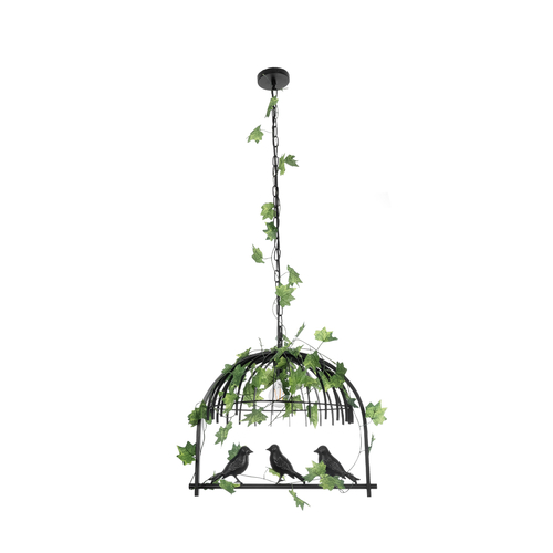 GloboStar® NEST 01640 Vintage Κρεμαστό Φωτιστικό Φιγούρα Μονόφωτο 1 x E27 IP20 Μαύρο Μέταλλο με Πράσινο Πλαστικό - Μ48 x Π38 x Y40cm