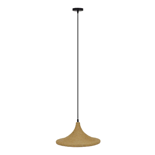 GloboStar® SHANGHAI ROPE 00917 Boho Κρεμαστό Φωτιστικό Καμπάνα Μονόφωτο 1 x E27 IP20 Μπεζ Σχοινί - Μ37 x Π37 x Υ20cm