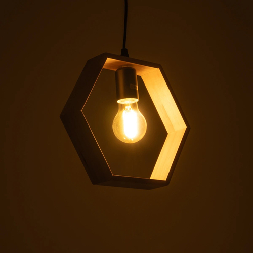 GloboStar® ELISE 01429 Μοντέρνο Κρεμαστό Φωτιστικό Οροφής Μονόφωτο 1 x E27 IP20 Μπεζ Ξύλο - Μ26 x Π8 x Υ25cm