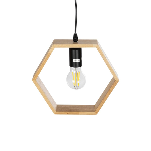 GloboStar® ELISE 01429 Μοντέρνο Κρεμαστό Φωτιστικό Οροφής Μονόφωτο 1 x E27 IP20 Μπεζ Ξύλο - Μ26 x Π8 x Υ25cm