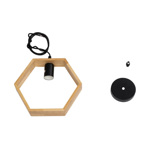 GloboStar® ELISE 01429 Μοντέρνο Κρεμαστό Φωτιστικό Οροφής Μονόφωτο 1 x E27 IP20 Μπεζ Ξύλο - Μ26 x Π8 x Υ25cm