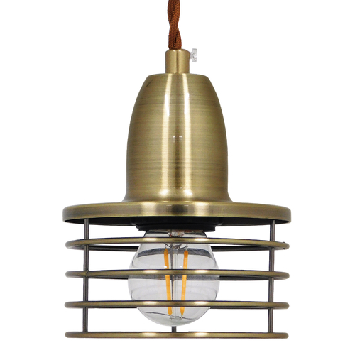 GloboStar® MANHATTAN 01455 Μοντέρνο Κρεμαστό Φωτιστικό Καμπάνα Μονόφωτο 1 x E27 IP20 Μπρούτζινο Μέταλλο - Μ11 x Π11 x Υ14cm