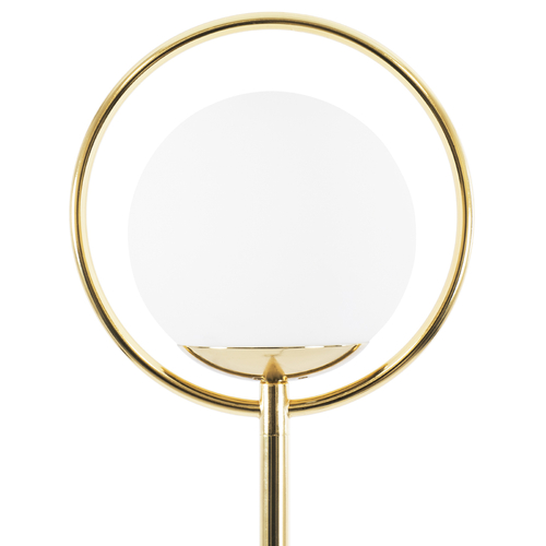 GloboStar® VERSAILLES 01541 Μοντέρνο Επιδαπέδιο Φωτιστικό Μονόφωτο 1 x E27 IP20 Χρυσό Αλουμίνιο, Λευκό Γυαλί με Γκρι Μάρμαρο - Μ25 x Π25 x Υ150cm