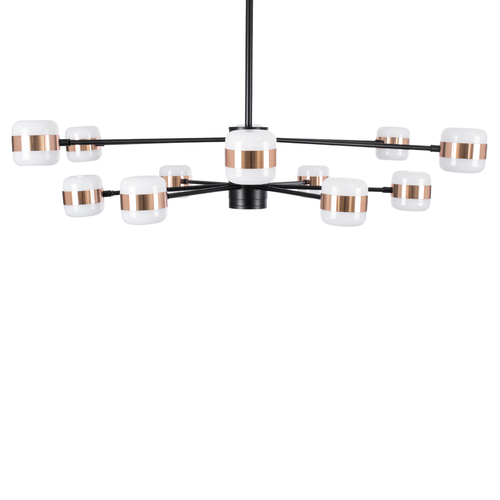 GloboStar® ORNATE 01553 Φωτιστικό Οροφής LED 104W lm ° AC 220-240V IP20 Φυσικό Λευκό 4500k Μαύρο & Χάλκινο Μέταλλο με Λευκό Πλαστικό - Μ65 x Π65 x Υ70cm - 2 Xρόνια Εγγύηση