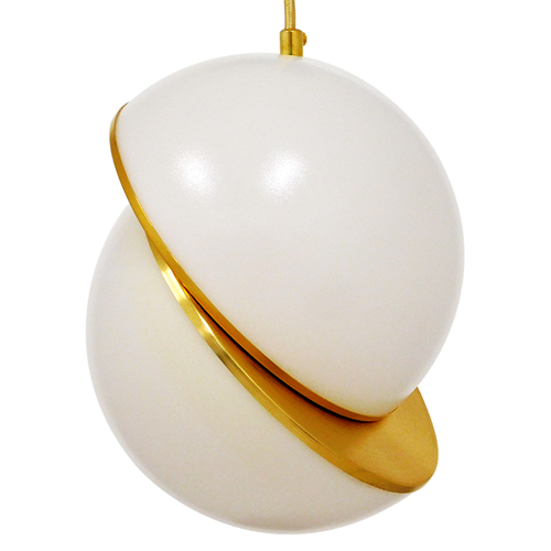 GloboStar® HUDSON 01554 Μοντέρνο Κρεμαστό Φωτιστικό Μπάλα Μονόφωτο 1 x E27 IP20 Λευκό Πλαστικό με Χρυσό Μέταλλο - Μ20 x Π20 x Υ25cm