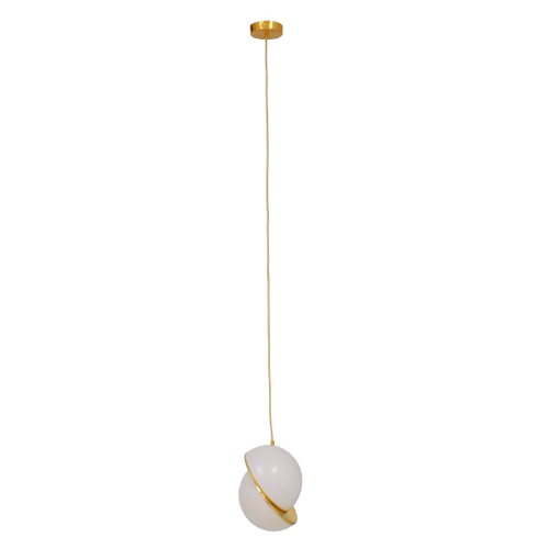 GloboStar® HUDSON 01554 Μοντέρνο Κρεμαστό Φωτιστικό Μπάλα Μονόφωτο 1 x E27 IP20 Λευκό Πλαστικό με Χρυσό Μέταλλο - Μ20 x Π20 x Υ25cm