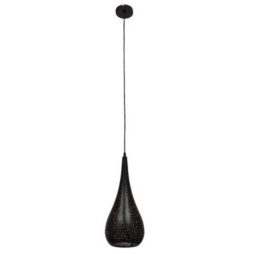 GloboStar® JANIS 01589 Μοντέρνο Κρεμαστό Φωτιστικό Καμπάνα Μονόφωτο 1 x E27 IP20 Μαύρο & Χρυσό Μέταλλο - Μ20 x Π20 x Υ46cm