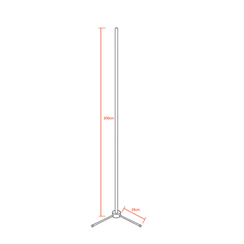 Μοντέρνο Minimal Επιδαπέδιο Μαύρο Φωτιστικό 200cm LED 32 Watt με Ασύρματο Χειριστήριο RF & Dimmer Φυσικό Λευκό 4500k GloboStar ALIEN Design GLOBO-200-2