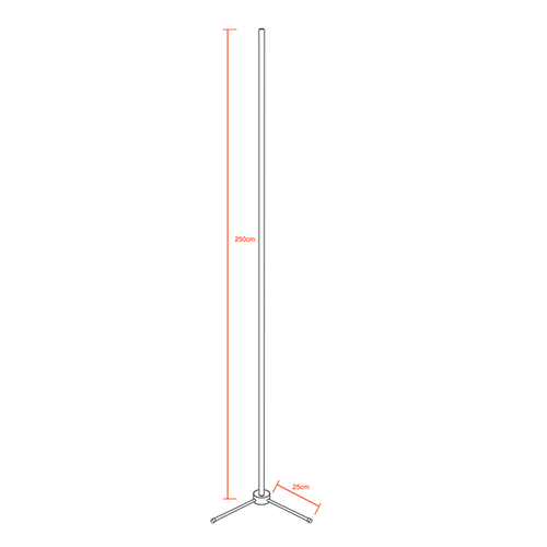 Μοντέρνο Minimal Επιδαπέδιο Μαύρο Φωτιστικό 250cm LED 40 Watt με Ασύρματο Χειριστήριο RF & Dimmer Ψυχρό Λευκό 6000k GloboStar ALIEN Design GLOBO-250-1