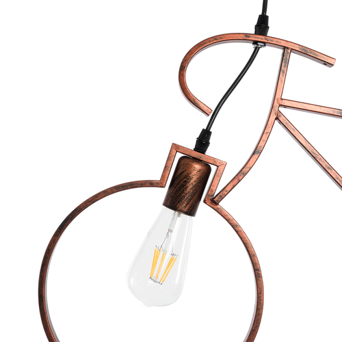 GloboStar® BIKE 00868 Vintage Κρεμαστό Φωτιστικό Φιγούρα Δίφωτο 2 x E27 IP20 Χάλκινο Μέταλλο - Μ67 x Π3.5 x Υ41cm