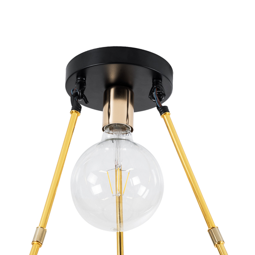GloboStar® SAILOR 01445 Μοντέρνο Φωτιστικό Οροφής Πλέγμα Πολύφωτο 7 x E27 IP20 Μαύρο, Χρυσό & Χάλκινο Μέταλλο - Μ55 x Π55 x Υ55cm