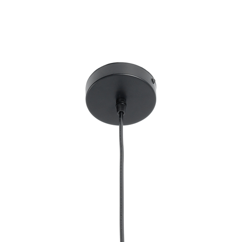 GloboStar® BRONX 01517 Μοντέρνο Κρεμαστό Φωτιστικό Καπέλο Μονόφωτο 1 x E27 IP20 Μαύρο Ύφασμα με Μπεζ Ξύλο - Μ35 x Π35 x Υ50cm