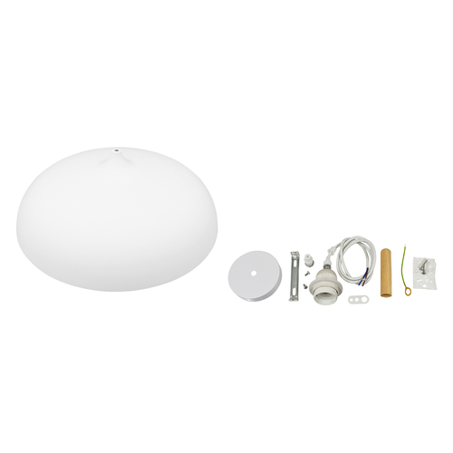 GloboStar® VALLETE 00837 Μοντέρνο Κρεμαστό Φωτιστικό Καμπάνα Μονόφωτο 1 x E27 IP20 Λευκό Μέταλλο με Μπεζ Ξύλο - Μ60 x Π60 x Υ35cm