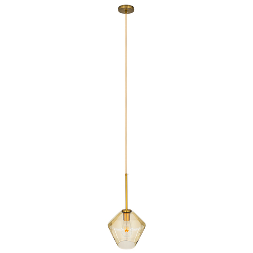 GloboStar® AMARIS 00869 Μοντέρνο Κρεμαστό Φωτιστικό Ανάρτηση Μονόφωτο 1 x E27 IP20 Μελί Γυαλί με Χρυσό Μέταλλο - Μ22 x Π22 x Y22cm