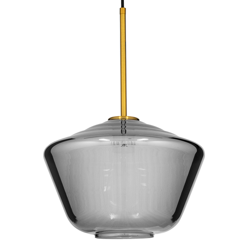 GloboStar® AMARIS 00873 Μοντέρνο Κρεμαστό Φωτιστικό Ανάρτηση Μονόφωτο 1 x E27 IP20 Διάφανο Γυαλί με Χρυσό Μέταλλο - Μ30 x Π30 x Y22cm