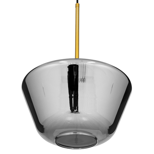 GloboStar® AMARIS 00873 Μοντέρνο Κρεμαστό Φωτιστικό Ανάρτηση Μονόφωτο 1 x E27 IP20 Διάφανο Γυαλί με Χρυσό Μέταλλο - Μ30 x Π30 x Y22cm