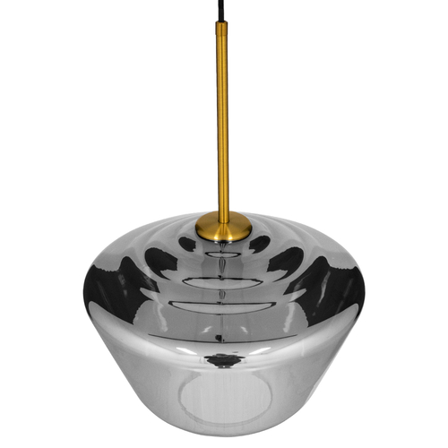 GloboStar® AMARIS 00873 Μοντέρνο Κρεμαστό Φωτιστικό Ανάρτηση Μονόφωτο 1 x E27 IP20 Διάφανο Γυαλί με Χρυσό Μέταλλο - Μ30 x Π30 x Y22cm