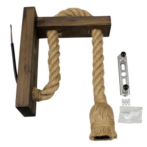 GloboStar® FLYN 00883 Vintage Επιτοίχιο Φωτιστικό Απλίκα Μονόφωτο 1 x E27 IP20 Καφέ Ξύλο με Μπεζ Σχοινί - Μ7 x Π19 x Υ28cm GloboStar® FLYN 00883 Vintage Επιτοίχιο Φωτιστικό Απλίκα Μονόφωτο 1 x E27 IP20 Καφέ Ξύλο με Μπεζ Σχοινί - Μ7 x Π19 x Υ28cm