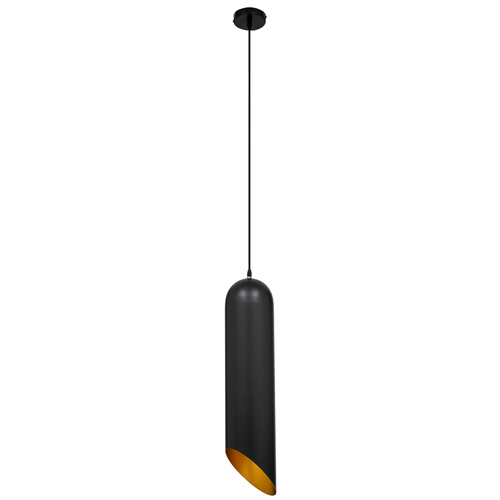 GloboStar® CARSON 01529 Μοντέρνο Κρεμαστό Φωτιστικό Ανάρτηση Μονόφωτο 1 x E27 IP20 Μαύρο & Χρυσό Μέταλλο - Μ15 x Π15 x Υ68cm