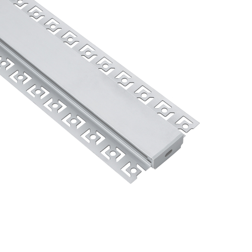 GloboStar® PLASTERBOARD-PROFILE 70819-3M Προφίλ Αλουμινίου - Βάση & Ψύκτρα Ταινίας LED με Λευκό Γαλακτερό Κάλυμμα - Χωνευτή Χρήση σε Γυψοσανίδα - Trimless - Πατητό Κάλυμμα - Ασημί - 3 Μέτρα - Πακέτο 5 Τεμαχίων - Μ300 x Π6.7 x Υ1.4cm