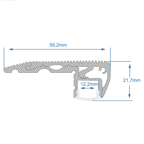 GloboStar® STAIR-PROFILE 70823-2M Προφίλ Αλουμινίου - Βάση & Ψύκτρα Ταινίας LED με Λευκό Γαλακτερό Κάλυμμα - Χρήση σε Σκαλοπάτια - Πατητό Κάλυμμα - Ασημί - 2 Μέτρα - Μ200 x Π6 x Υ2.1cm