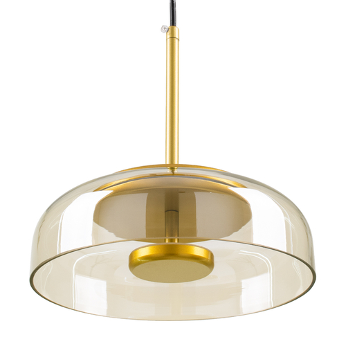 GloboStar® CHARLOTTE 00744 Μοντέρνο Κρεμαστό Φωτιστικό Καμπάνα CREE LED 5W 500lm 180° AC 85-265V IP20 Θερμό Λευκό 2700K Μελί Γυαλί με Χρυσό Μέταλλο - Μ23 x Π23 x Υ23cm - 2 Xρόνια Εγγύηση