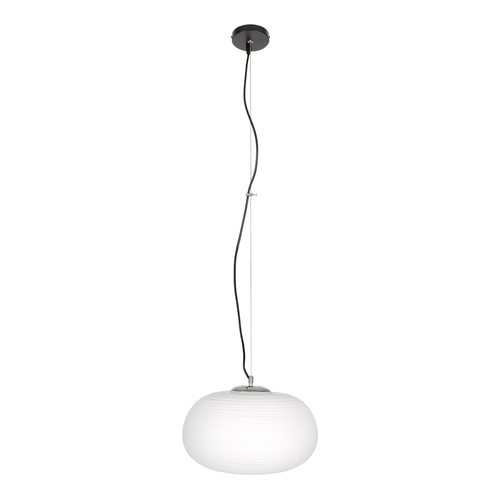 GloboStar® FREYA 00747 Μοντέρνο Κρεμαστό Φωτιστικό Ανάρτηση Μονόφωτο 1 x E27 IP20 Λευκό Γυαλί με Ασημί Μέταλλο - Μ34 x Π34 x Υ23cm