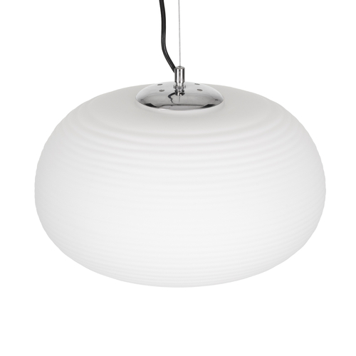 GloboStar® FREYA 00747 Μοντέρνο Κρεμαστό Φωτιστικό Ανάρτηση Μονόφωτο 1 x E27 IP20 Λευκό Γυαλί με Ασημί Μέταλλο - Μ34 x Π34 x Υ23cm