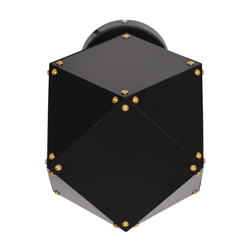GloboStar® WELLES 00794 Μοντέρνο Επιτοίχιο Φωτιστικό Απλίκα Μονόφωτο 1 x E27 IP20 Μαύρο & Χρυσό Μέταλλο - Μ17 x Π28 x Υ17cm