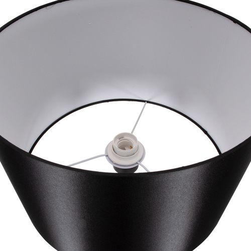 GloboStar® ASHLEY 00824 Μοντέρνο Επιδαπέδιο Φωτιστικό Μονόφωτο 1 x E27 IP20 Μαύρο Μέταλλο, Μαύρο Ύφασμα με Μπεζ Ξύλο - Μ40 x Π40 x Υ145cm