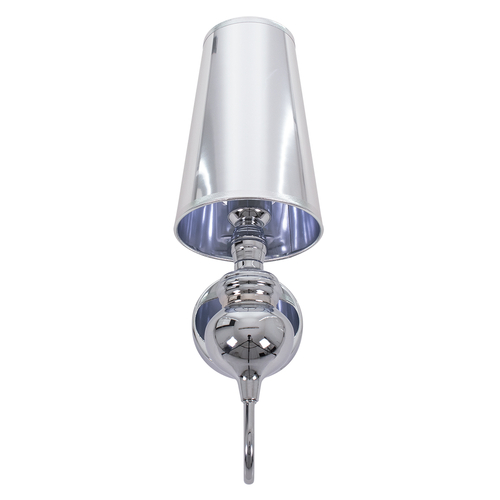 GloboStar® LAURA 01498 Μοντέρνο Επιτοίχιο Φωτιστικό Απλίκα Μονόφωτο 1 x E27 IP20 Ασημί Μέταλλο - Μ21 x Π15 x Y48cm