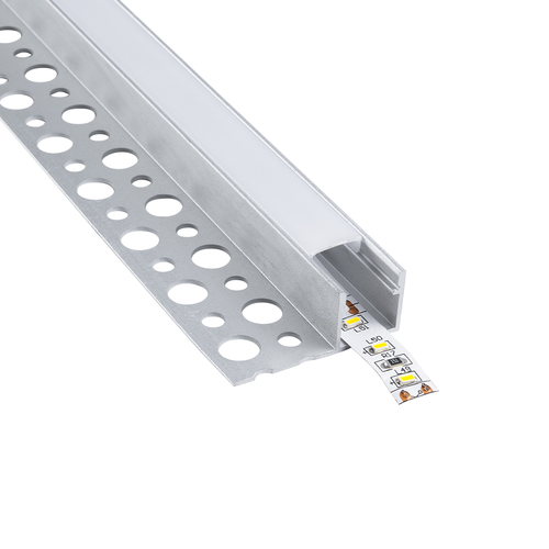 GloboStar® PLASTERBOARD-PROFILE 70834-3M Προφίλ Αλουμινίου - Βάση & Ψύκτρα Ταινίας LED με Λευκό Γαλακτερό Κάλυμμα - Χωνευτή Τερματική Χρήση σε Τελείωμα Γυψοσανίδας ή σε Πλακάκι - Trimless - Πατητό Κάλυμμα - Ασημί - 3 Μέτρα - Πακέτο 5 Τεμαχίων - Μ300 x Π3.1 x Υ1.3cm